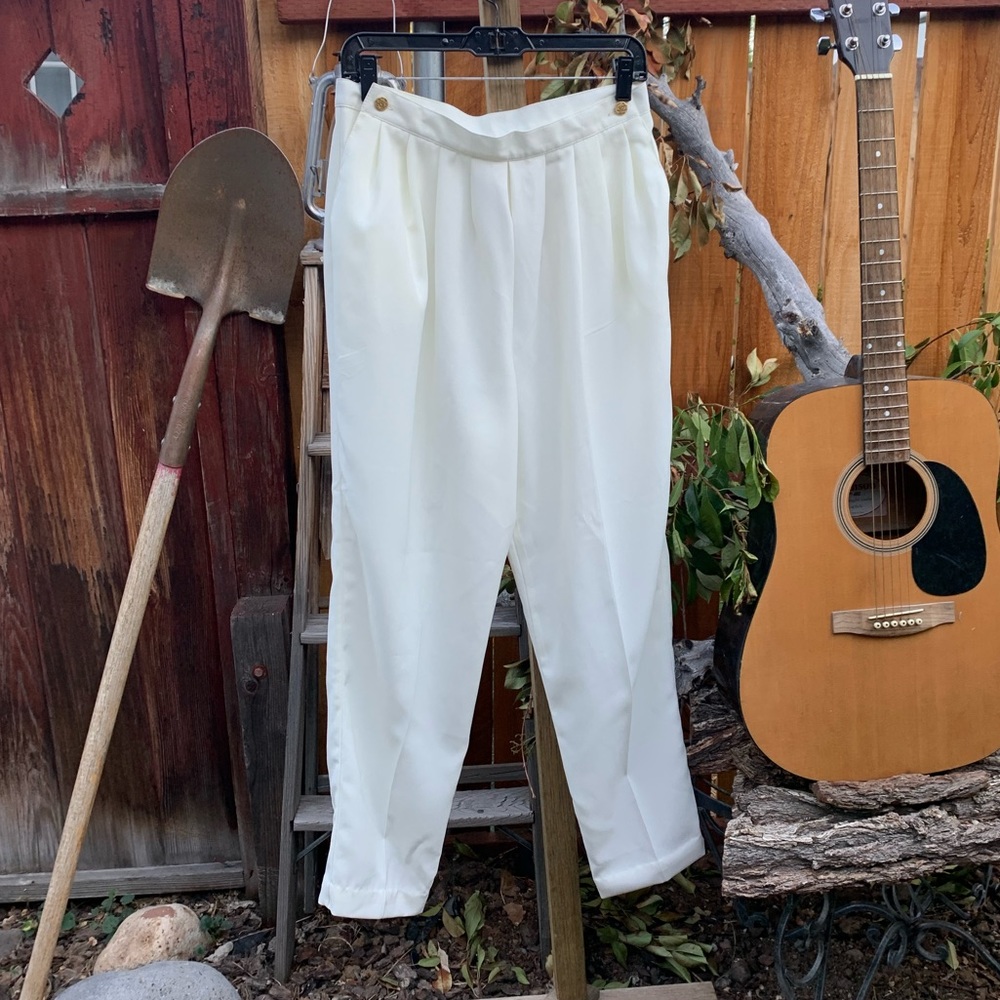 Vintage High Waisted Side Button Tapered Pants